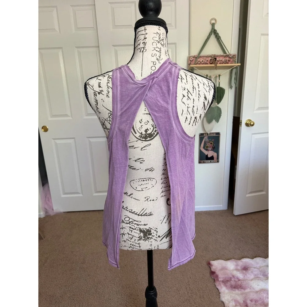 Lululemon All Tied Up Tank Top Washed Purple Open Back Yoga Training Size 6